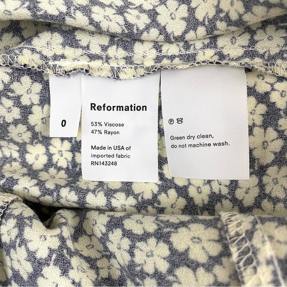Reformation Josephine Long Sleeve Floral Midi Dress Navy Blue - Picture 7 of 12